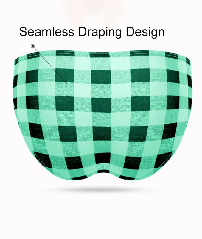 Fashion Plaid Underwear Cotton Soft Elastic Men Briefs Breathable Comfortable Youth Underpants Mens Sexy U Bulge Pouch Panties