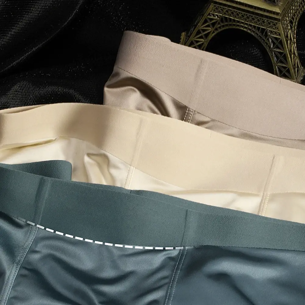1pc Heren Naadloze Boxershorts Ademend Kruis Slipje Ijs Zijde Boxershorts Comfortabel Satijn herenondergoed Slips — image 12