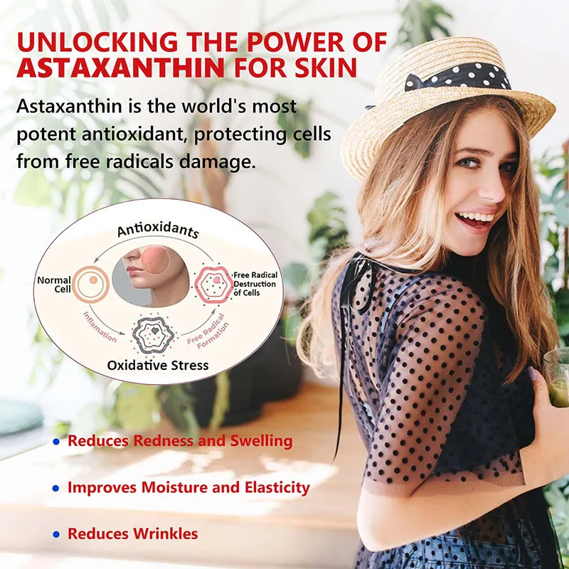 Astaxanthin Capsules Promotes Cardiovascular Health Accelerates Metabolism Antioxidant Supplement Skin Healty