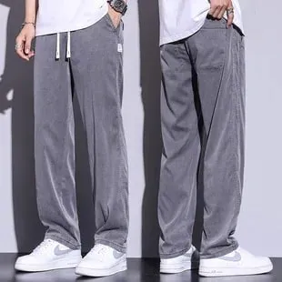 S-5XL 6Style Men's Loose Jeans Summer Soft Lyocell Thin Fabric Straight Pants Drawstring Elastic Waist Korea Casual Trousers Y2K