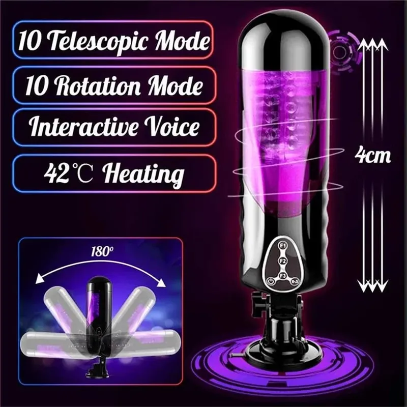 Male Masturbator Electric Piston Heating Automatic Vibrator 10 Kind Rotation Telescopic Smart Voice Masturbators Sex Toy for Men — image 5