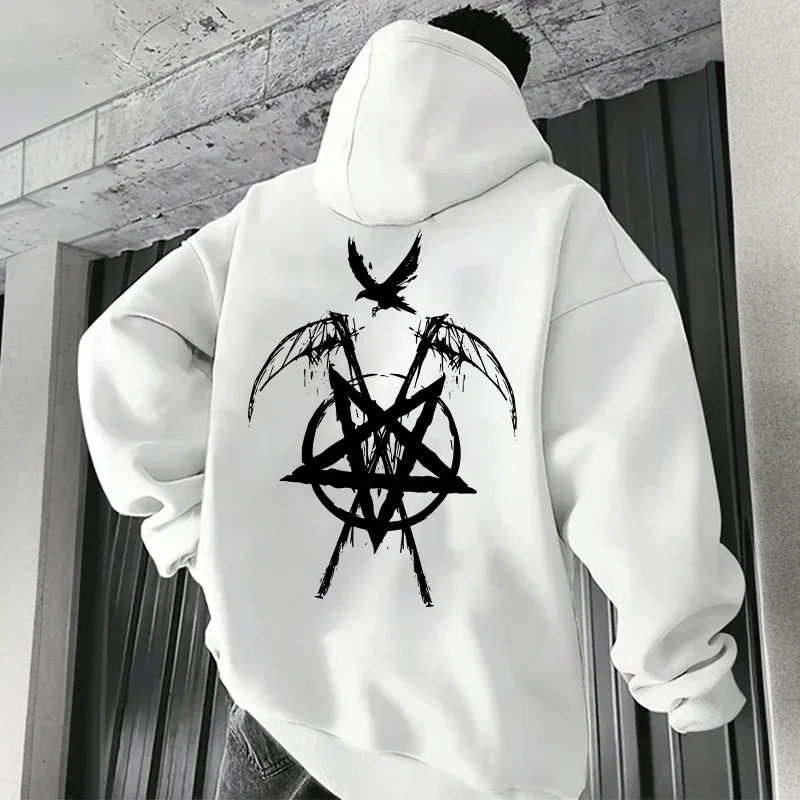 2025 Trendy Mens Hooded Sweatshirts Satan Pentagram Print Autumn Winter Casual Sportswear Urban Fashion Hoodies Male Top Outwear — image 18