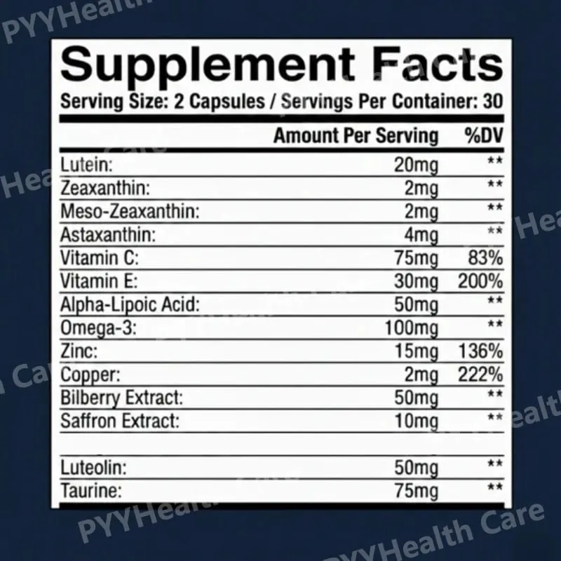 15-in-1 Advanced Eye Formula Supplement with Lutein Zeaxanthin Bilberry& Premium Nutrients Supports Healthy Vision 60Veggie Caps