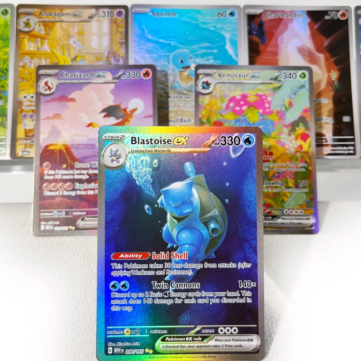 כרטיסי פוקימון 151 PKM PTCG3-D Bulbasaur Squirt Rainbow Gengar לשעבר Holographic Ex GX Rare Collection מתנות צעצועי קרב לתחביבים