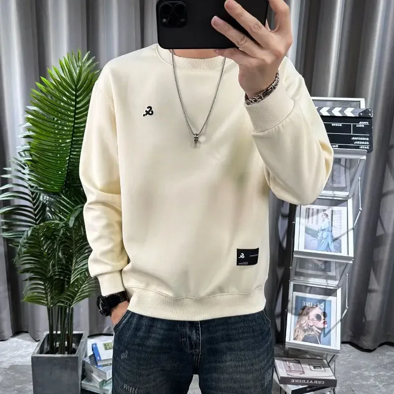 Spring Autumn Men's Trendy Simple Casual Print All Match Sweatshirt Y2K Streetwear Round Neck Long Sleeve Loose Pullover Hoodies — image 6