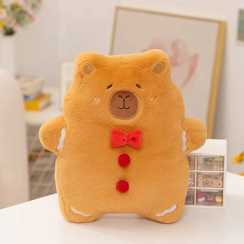 Christmas Pillow Capybara Gingerbread Soft Plush Toy Decoration Funny XMas Plushie High Quality Christmas Birthday Gift Decor