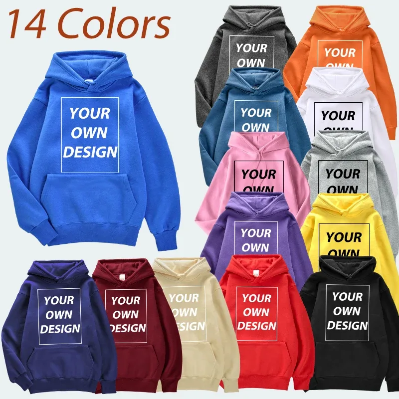 ที่กำหนดเอง DIY พิมพ์ผู้ชายผู้หญิงฤดูใบไม้ร่วงฤดูหนาว Hoodies Casual CLASSIC Pullovers ง่าย Comfy Streetwear นุ่มกีฬาเสื้อผ้า