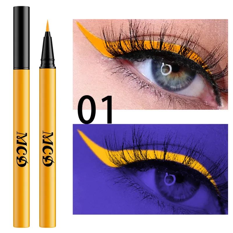 1 PC אור UV ניאון אייליינר עט איפור עיניים כחול ירוק עמיד למים צבע נוזלי עיפרון עיפרון איפור קוסמטיקה צהוב סגול