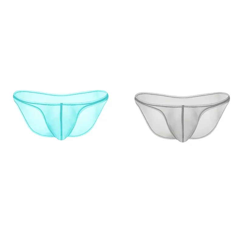 Men's Underwear Delicate Ice Silk Transparent Triangle Panties Personality Low Waist Briefs