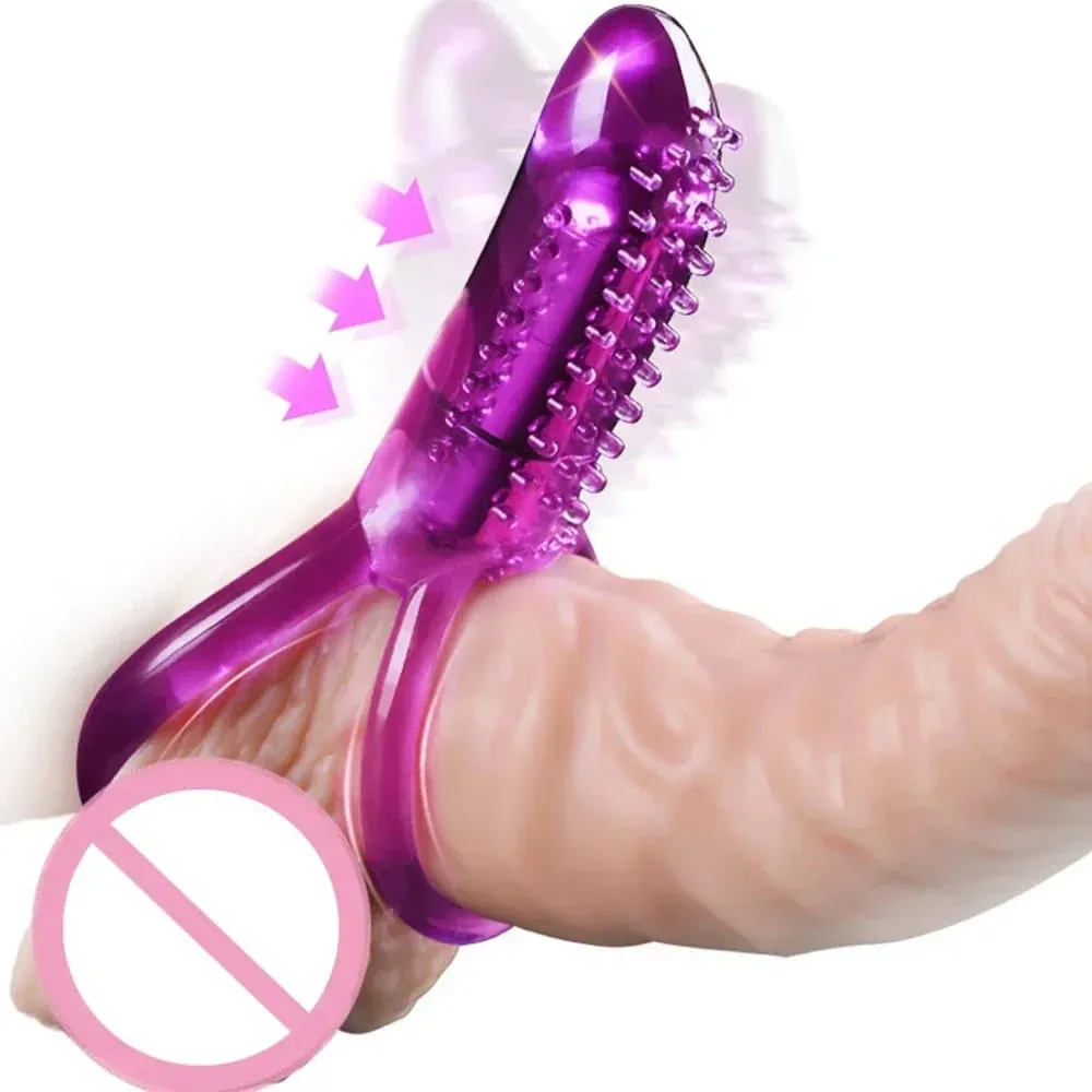 Vibrating Cock Ring With Tongue Clitoral Stimulator Raised Nodules Anal Beads For Couple Play Adult Sex Toys Penis Ring Wearable