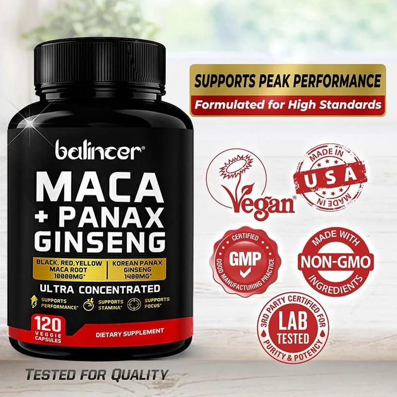 Κάψουλες Maca & Ginseng 10000mg (Κίτρινο+Κόκκινο+Μαύρο) Εκχύλισμα Δύναμη Αντοχή Μυϊκή Μάζα Ενέργεια & Μυϊκή Υποστήριξη — image 6