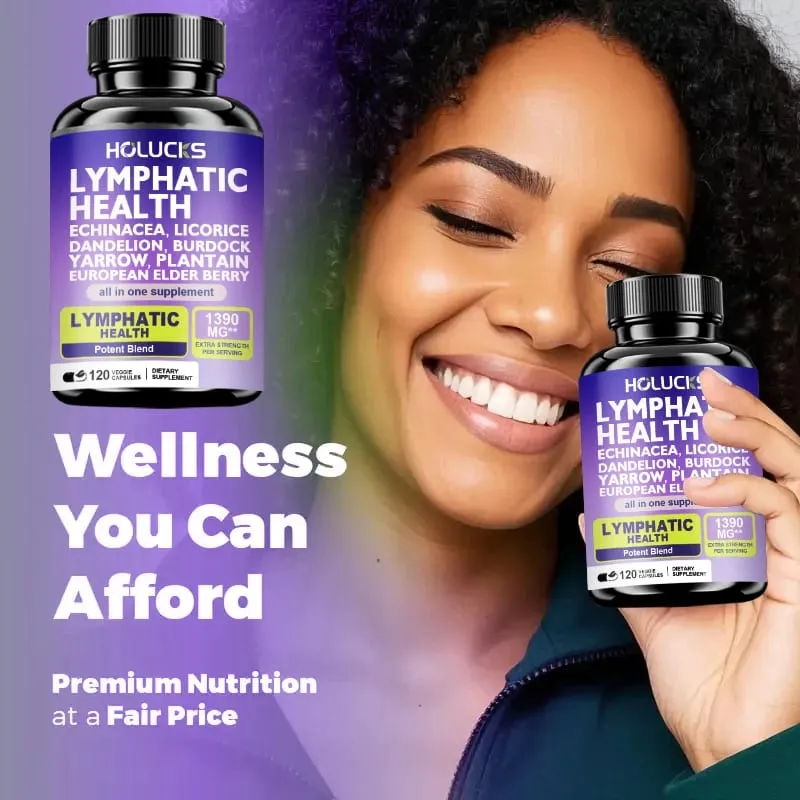 Lymphatic Capsules 1300mg Supplement Support Aids Lipedema Hormone Balance Natural Detox for Clear Skin & Vitality