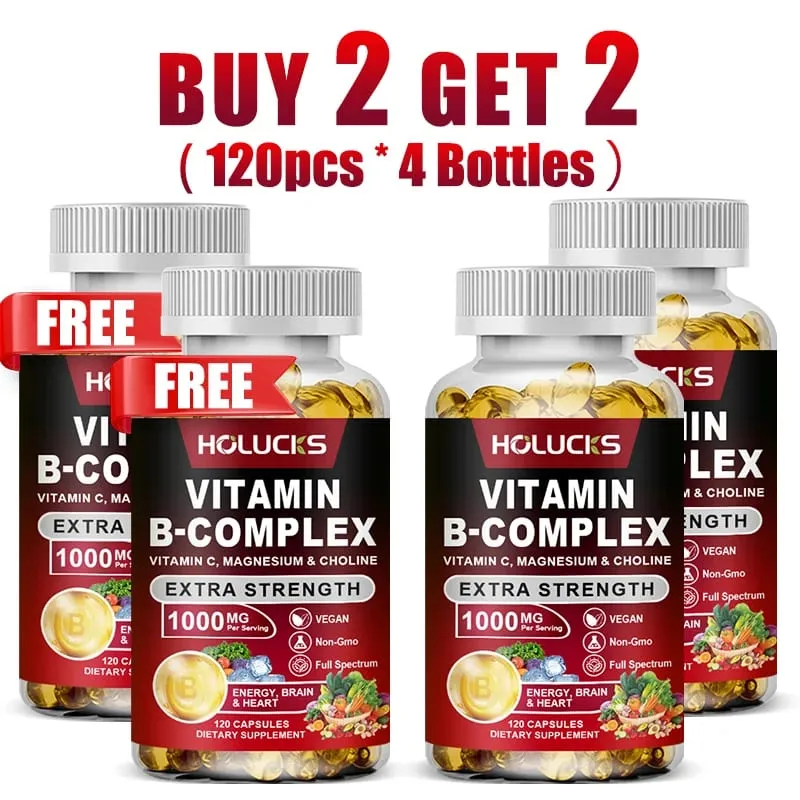 Buy 1 Get 1 Free! Pure Vitamin B Complex Supplement for Energy Metabolism & Nervous System Immune Defense & Stress Relief