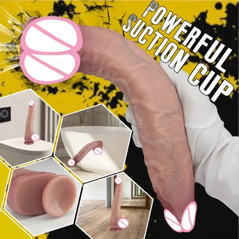 Realistic Long Dildo Flesh Skin Μαλακό Big Dick Διπλή σιλικόνη Μικρό πέος για Γυναίκα Άνδρας Παιχνίδια πρωκτικού σεξ Βεντούζα Αυνανισμός
