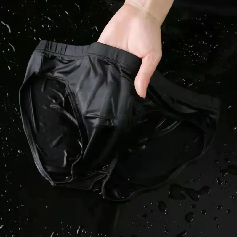 Men Sexy Sheer Ice Silk Briefs Underwear Quick-Dry U Convex Pouch Breathable Low-Waist Underpants Summer Cooling — image 6