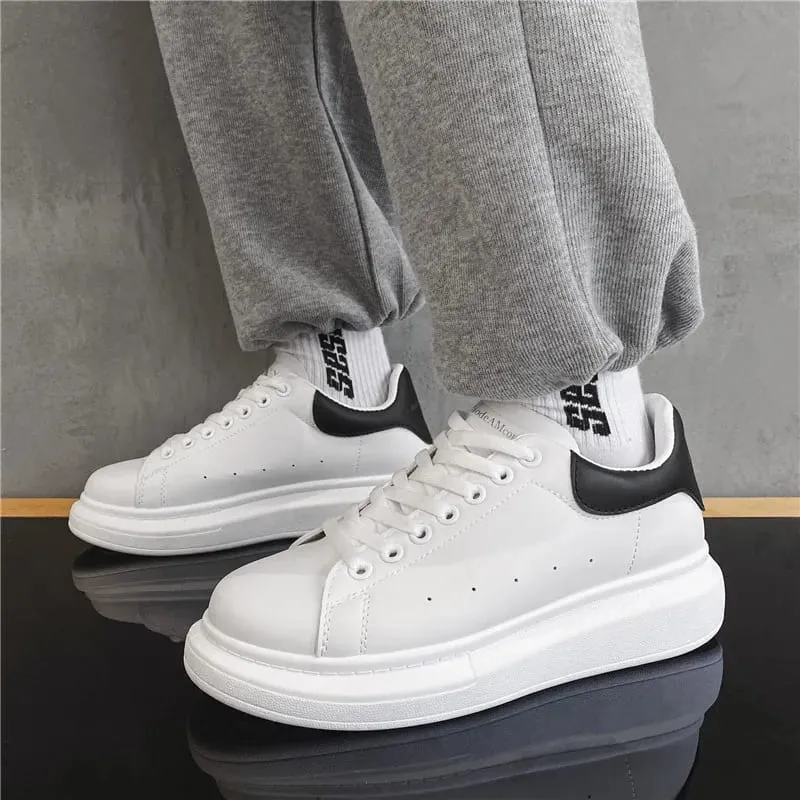 Λευκά Vulcanized Sneakers Ανδρικά Flat Άνετα Παπούτσια Lace up Zapatillas Hombre Γυναικεία Casual Sneakers Plus Size 35-45