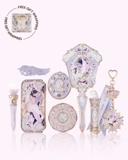 Flower Knows Knight Unicorn סדרת 10 חלקים סט איפור צללית סומק מראה ורוד סגול ערכת קוסמטיקה קופסת מגירות מתנה — image 5