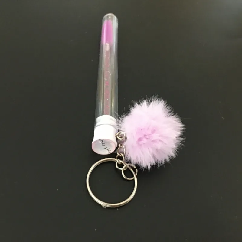 1pc Reusable Eyelash Brush with Key Ring Plush Ball Mascara Wand for Eyelash Extension Crystal Eyebrow Brush Make up Brushes