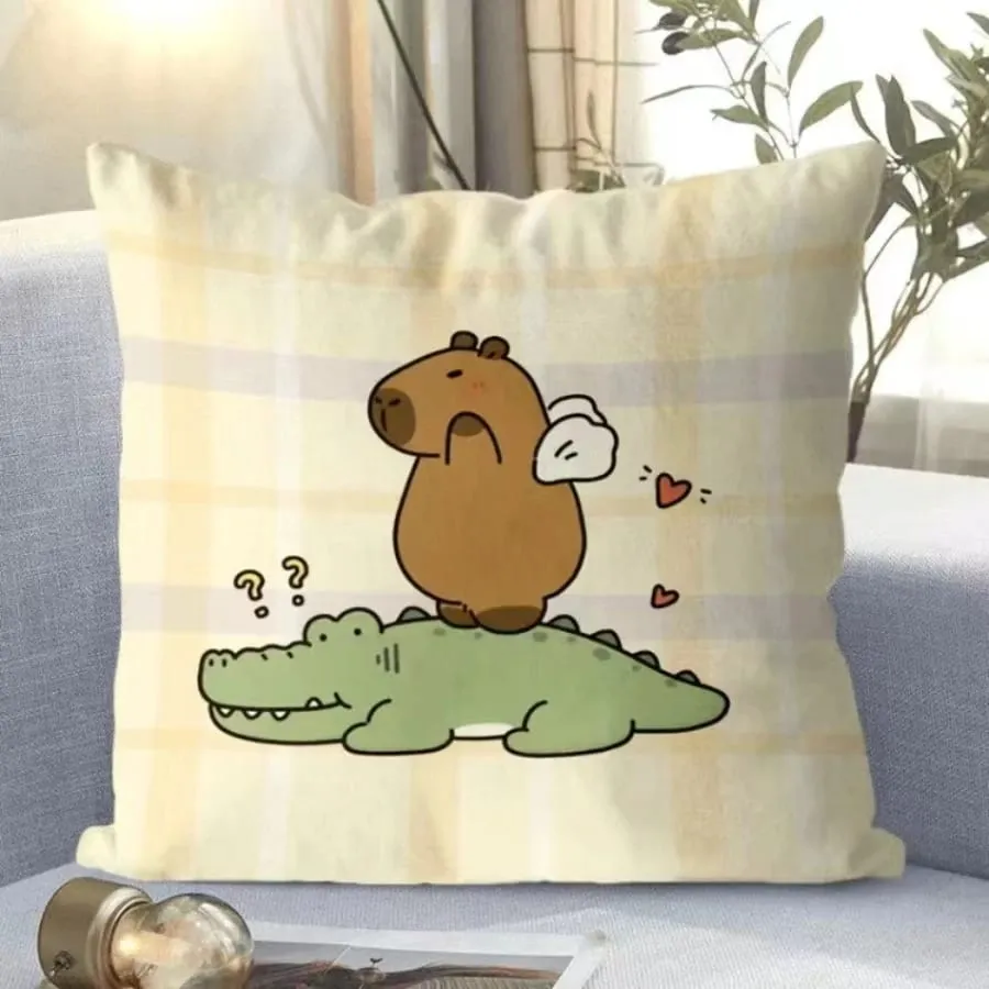 Capybara aranyos dobópárna rajzfilm négyzet alakú párnák Kawaii anime puha derék kanapé párna autós otthon hálószoba dekoráció — image 3