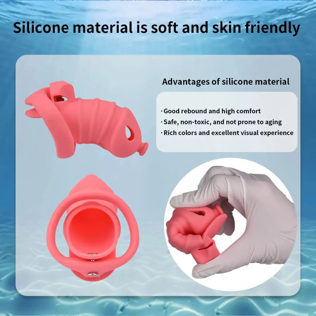 Jaula de silicona para pene masculino, cinturón de castidad, consolador con bloqueo para pene, Juguetes sexuales antiescape para hombres, accesorios eróticos — image 3