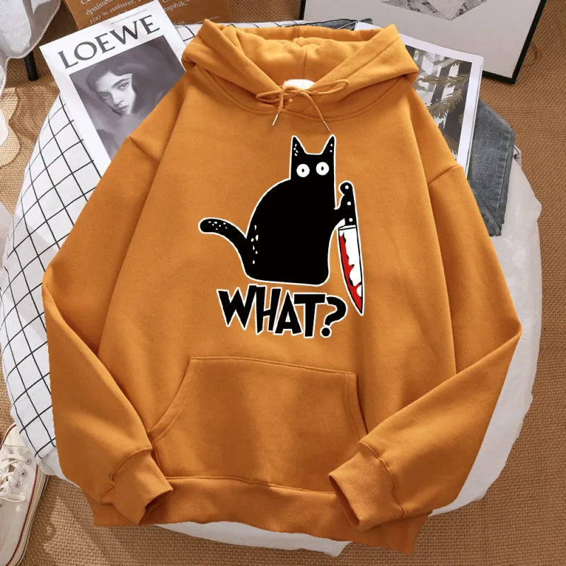 Was für eine süße kleine schwarze Katze, die ein Messer hält. Männer Hoodie Street Fleece Hoody Hipster Herbst Sweatshirt Hip Hop Kleidung Frau — image 9