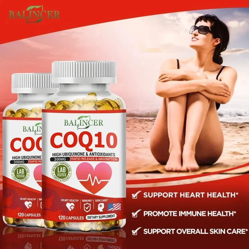CoQ10 Softgels - Συμπλήρωμα συνένζυμου Q10 (ουβικινόνη) Αντιοξειδωτικό υψηλής απορρόφησης που υποστηρίζει την υγεία της καρδιάς και την παραγωγή ενέργειας