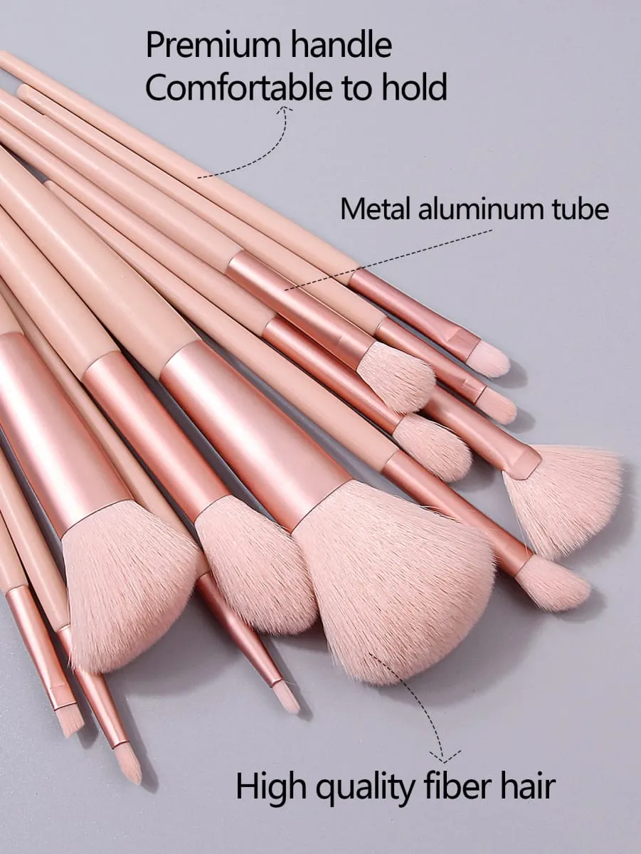 12 Stuks Roze Make-Up Kwasten Set Make Up Concealer Blush Poeder Borstels Oogschaduw Markeerstift Foundation Brush Cosmetische Schoonheid Gereedschap