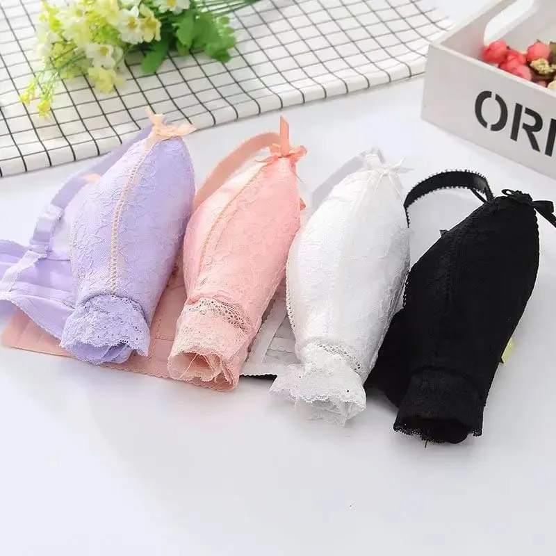 Bagong Sweet Seamless Lace Push Up Lingerie Para sa mga Babae Maliit na Breast Gathering Non-steel Ring Adjustable Bra Set