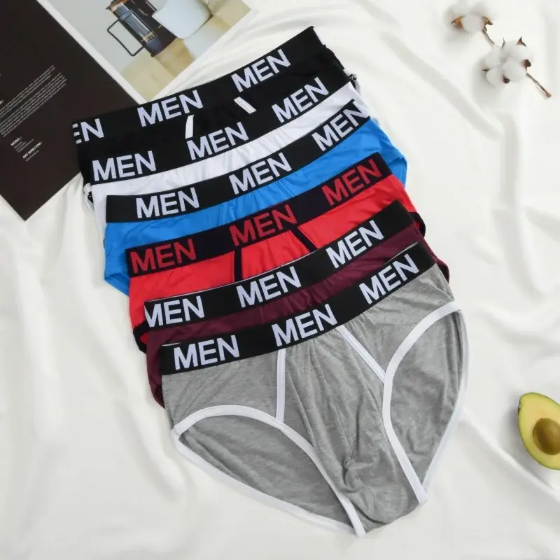 1Pcs/Set Men's Viscose Letter Panties Seamless High Quality Breathable Underpants Male Elastic Soft Comfortable Underwear S-XL