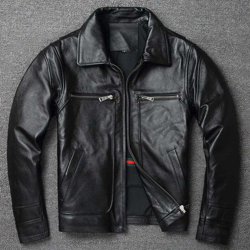 2022 Retro Style 100% Top Layer Cowhide Oversized Leather Jacket Color is made of Old Motorcycle Riding Clothes.