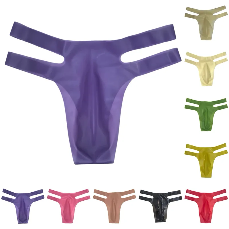 Mens Latex Briefs Sissy Seamless Brazilian Underwear Low Waist Erotic Underpants — image 2