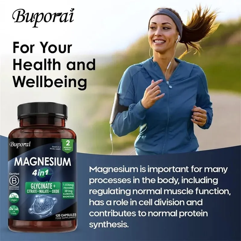 Magnesium 4-in-1 Complex - Supports The Nervous System Promotes Healthy Sleep and Muscle Relaxation and Relieves Stress