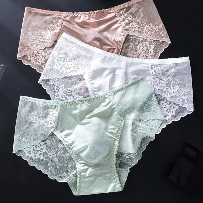 Men Lace Briefs Seamless Ice Silk Briefs Underwear 3D Bulge Pouch Low Waist Gay Panties — image 5
