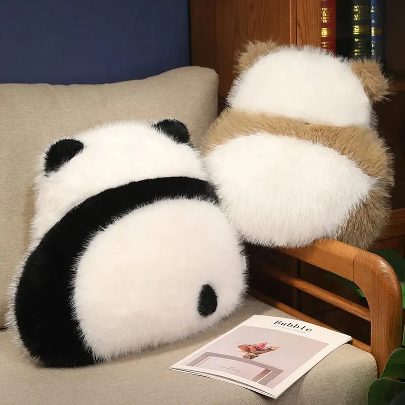 Szuper bolyhos plüss panda árnyék, töltött Qizai hátsó nézet Párna skandináv stílusú kanapé dekoráció párna csokoládé panda ölelés derékpárna — image 9