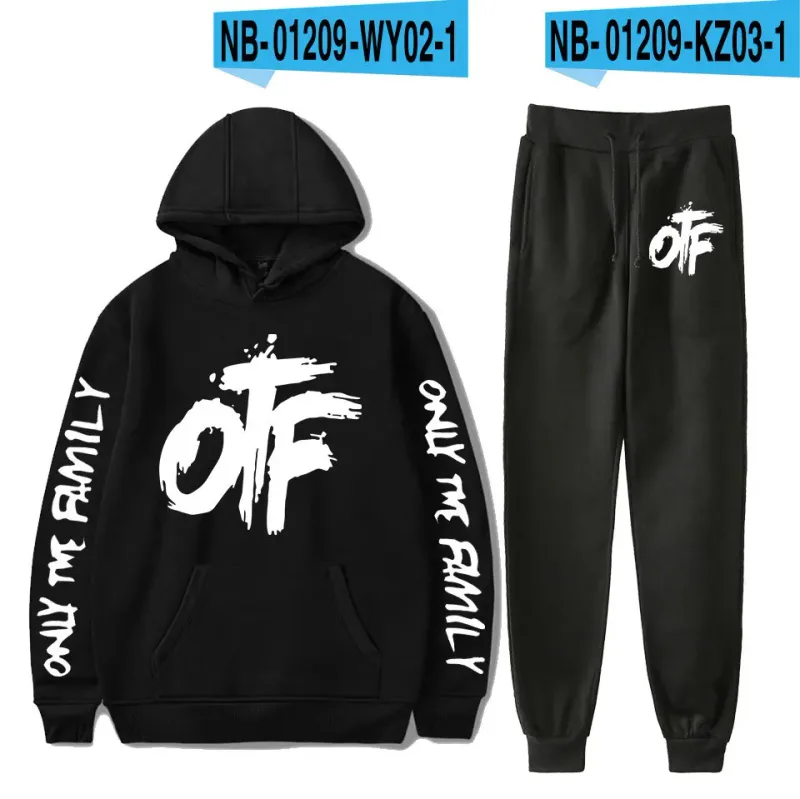 Harajuku مريحة مضحك OTF رسالة طباعة البلوز Sweatpants دعوى الرجال/النساء هوديس + بنطلون دعوى لطيف 2 قطعة مجموعة الملابس — image 10