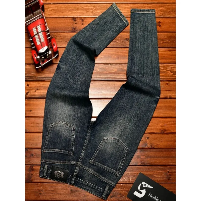 Υψηλό ρετρό τζιν για άνδρες slim fit μικρά πόδια ελαφριά πολυτελή τάση φθινοπωρινό στυλ απλό και casual μακρύ παντελόνι