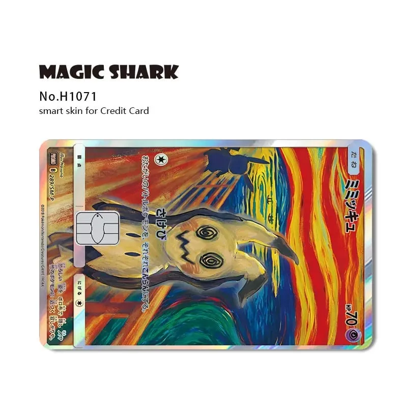 Magic Shark Mew Charizard EX Eevee Gengar Pikachu TCG Αυτοκόλλητο με ολογραφικό δέρμα λέιζερ για τραπεζική πιστωτική κάρτα