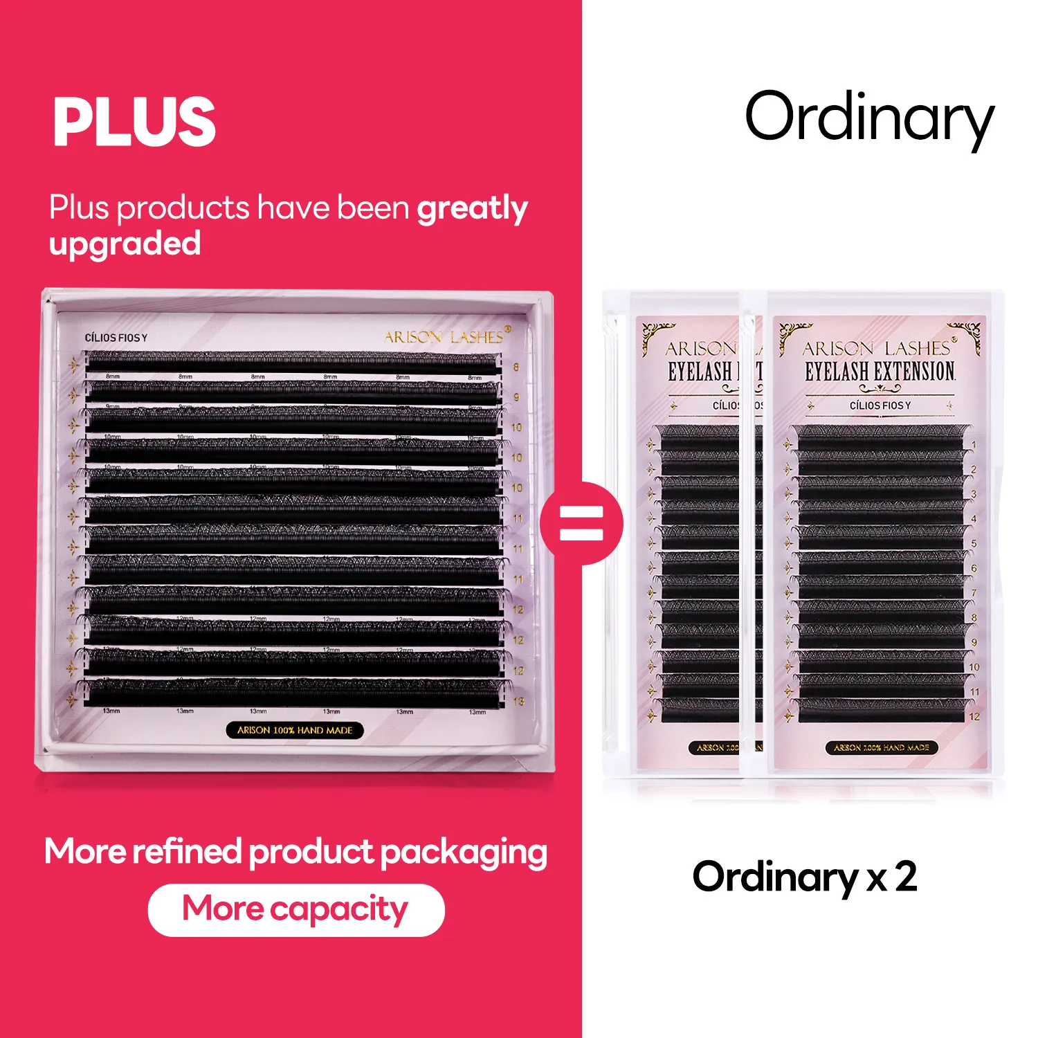 Large Capacity 2 in 1 YY/3D/4D/5D W Lashes Premade Volume Fans Eyelashes Extension YY W-shape Eye Lashes Magnetic Carton
