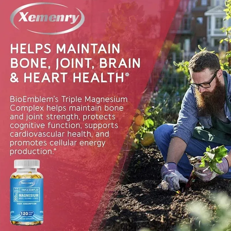 Triple Magnesium Complex Supplement - Contains Magnesium Glycine Malic Acid and Citrate To Relax Muscles and Improve SleepSupp