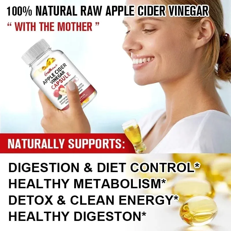 Apple Cider Vinegar Capsules - Fat Burning Appetite Suppressant Weight Management DetoxSupplements