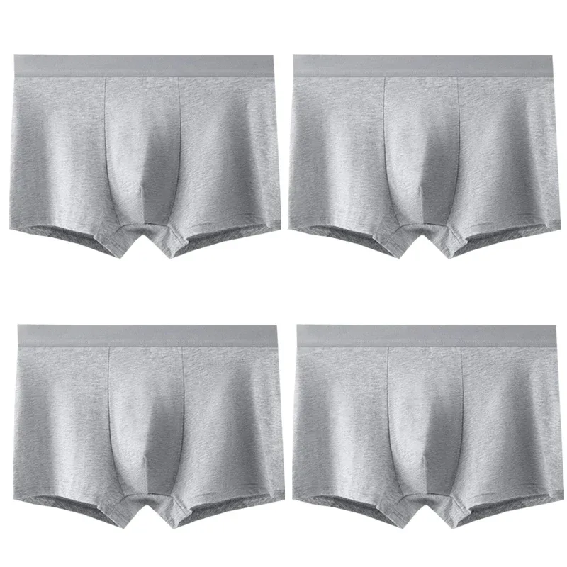 4pcs Cotton Men Boxer Shorts Male Underwear High Stretch Sexy Underpant Man Panties Plus Size L-4XL Mid Waist Breathable Brief