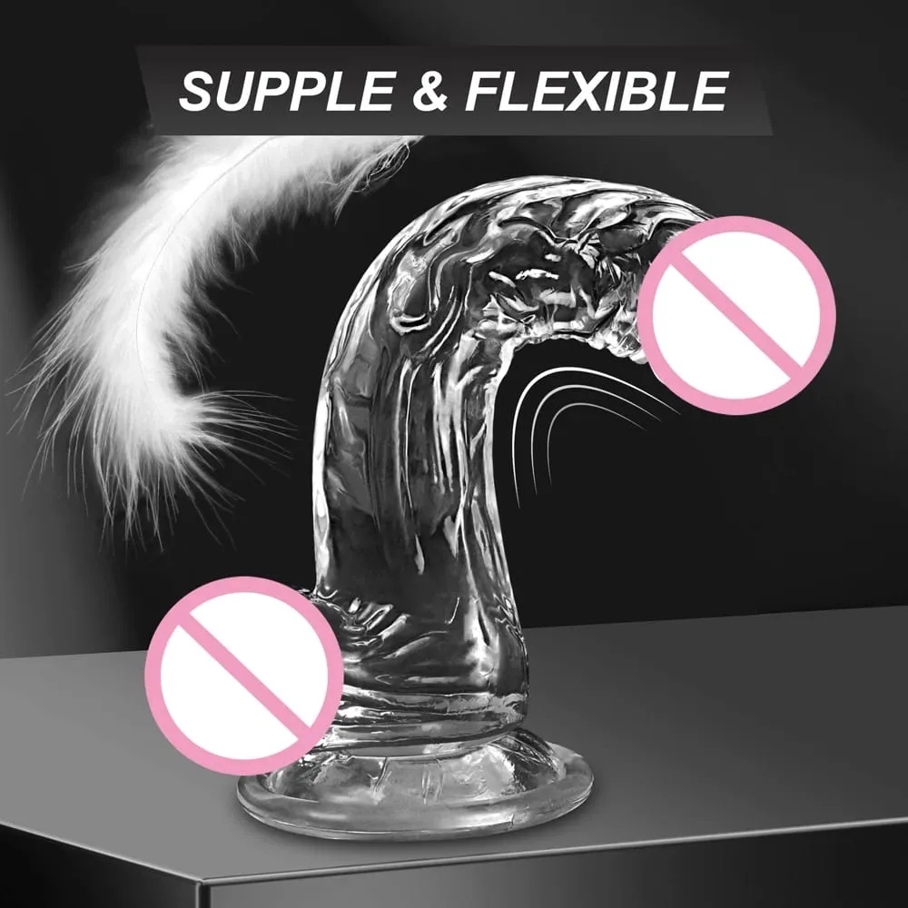 Realistic Soft Dildo for Women Beginner Transparent Penis with Strong Suction Cup Hands-Free Play for Adult Sex Masturbator — image 2