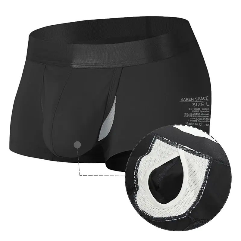 1Pcs Open Front Underwear Men Ice Silk Sexy Men's Boxer Shorts Panties Breathable Pouch Bulge Underpants Male — image 4