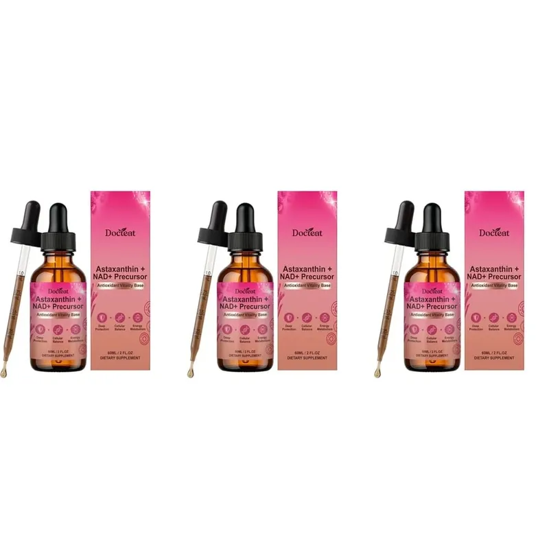 Docteat Astaxanthin+ NAD+ Precursor Liquid Supports Cellular Nutrition and Energy Metabolism Antioxidant Vitality Base 60 Ml