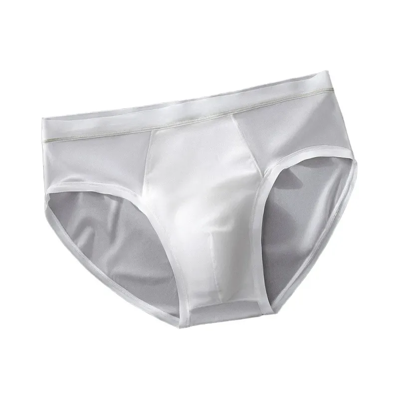 Men's Seamless Ice Silk Briefs Underwear Bulge Pouch Solid Breathable Panties Sexy U Convex Pouch Lingerie Underpants
