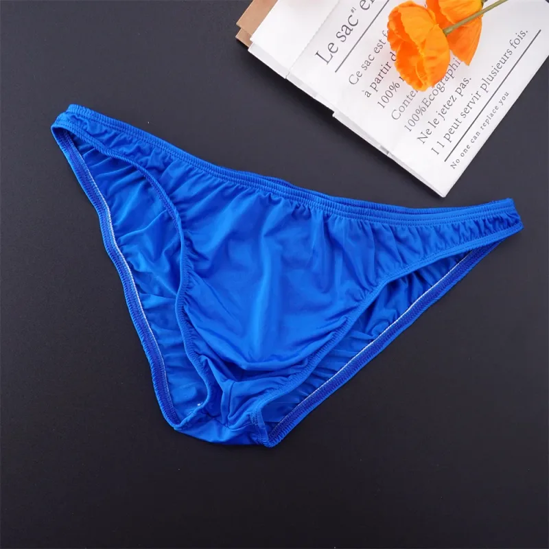 Man Solid Color Ice Silk Seamless Briefs Low Waist U Convex Male Panties Ultra-thin Underwear Elastic Quick Dry Breath Panty — image 14