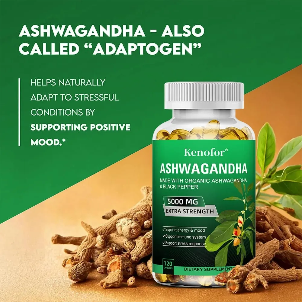 Pure Ashwagandha Root Extract Capsules 5000mg for Natural Mood Stress Focus Brain Energy Sleep Health — image 6