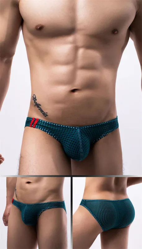 Calzoncillos para hombre, ropa interior con agujeros transpirables de verano, ropa interior convexa en U, ropa interior fina de cintura baja para hombre, Calzoncillos antideslizantes