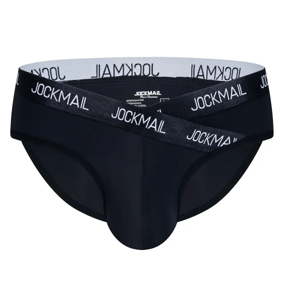 Jockmail Mens Underwear Low Waist Sexy Letter Sports Breathable Summer Ice Silk Briefs Big Bag Nylon Solid Color Man Panties — image 23