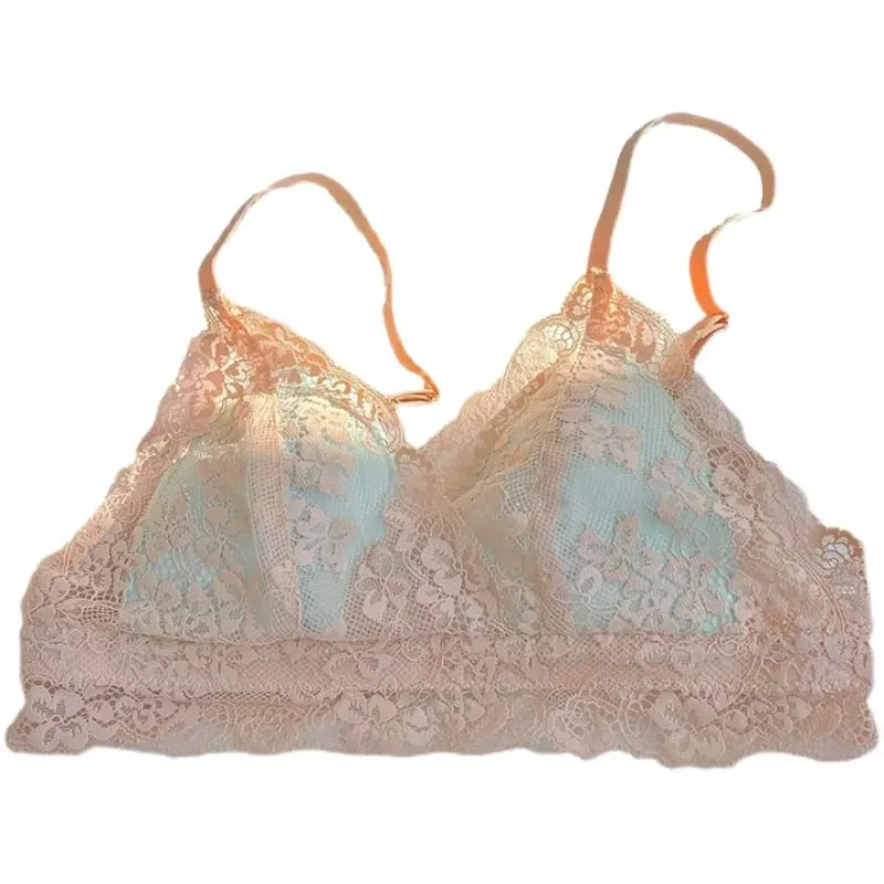 French Summer Bralette - Wireless Push-Up Bra for Small Chest Ultra-Thin Triangle Cups & Sexy Lingerie Set & Sexy Tushy